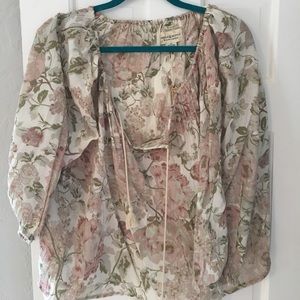 Floral printed peasant top